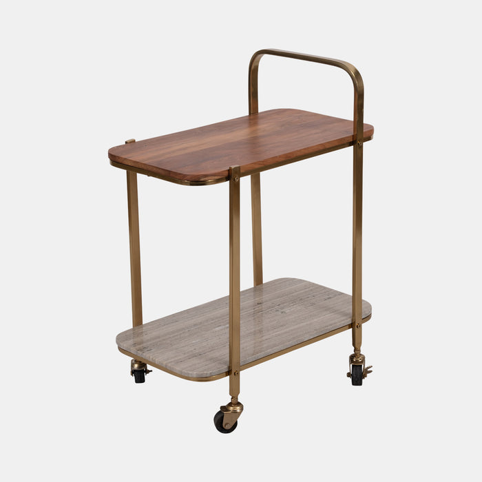 31" Marble Shelf Bar Cart, Gold Kd - 18361-05
