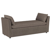 Robin Upholstered Accent Bench with Raised Arms and Pillows Brown - 910280