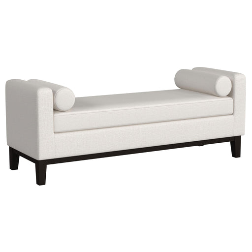 Rosie Upholstered Accent Bench with Raised Arms and Pillows Vanilla - 910270