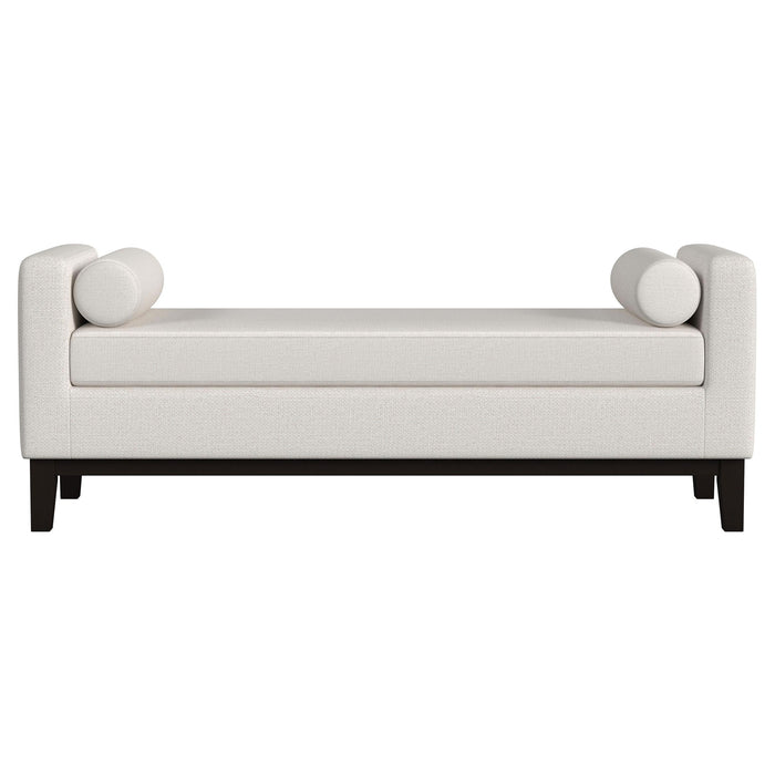 Rosie Upholstered Accent Bench with Raised Arms and Pillows Vanilla - 910270