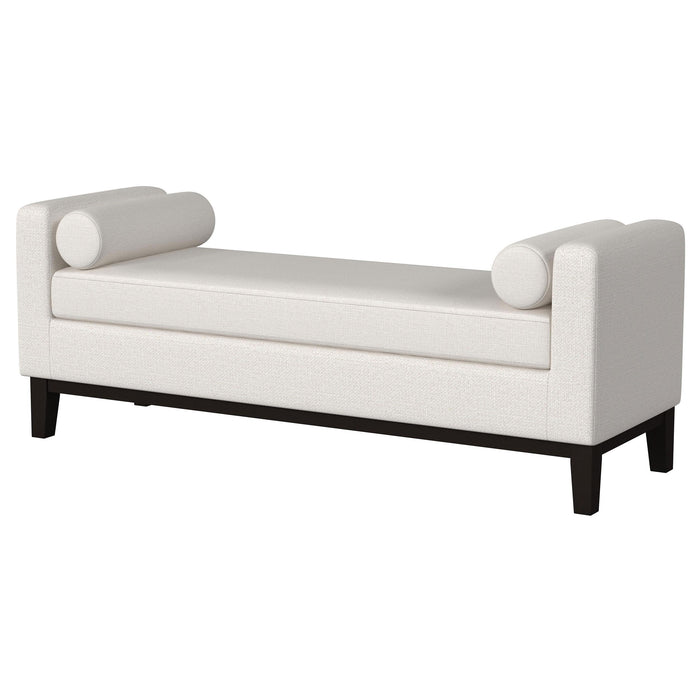 Rosie Upholstered Accent Bench with Raised Arms and Pillows Vanilla - 910270