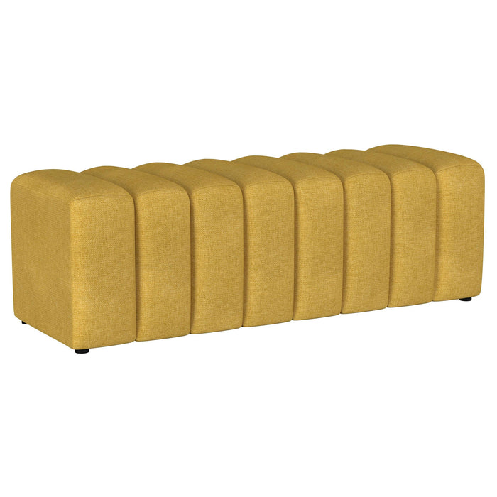 Summer Upholstered Channel Tufted Accent Bench Mustard Yellow - 910292