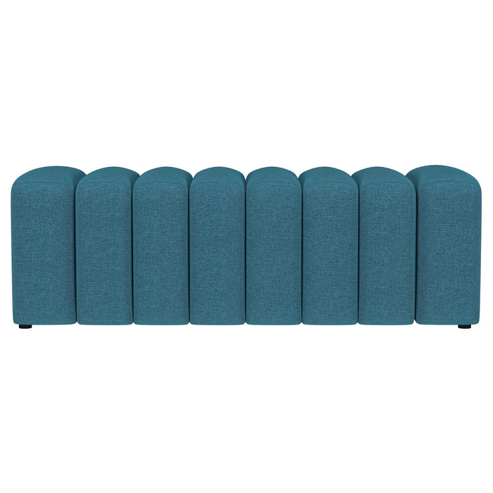 Summer Upholstered Channel Tufted Accent Bench Peacock Blue - 910293