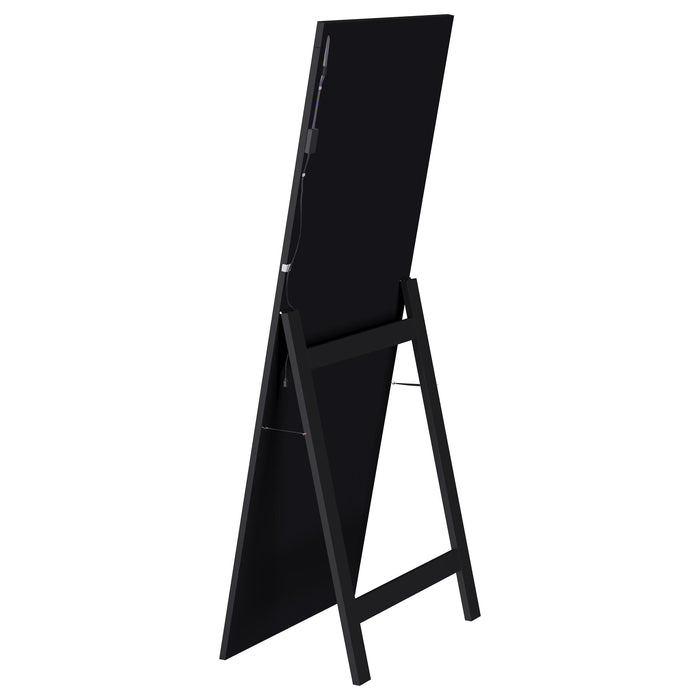 Windrose Full Length Floor Standing Tempered Mirror with LED Lighting Black - 960962