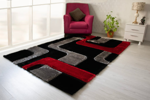 3D Shaggy Red/Black 5X7 Area Rug - 3D199-RED-BLC-57 - Vega Furniture