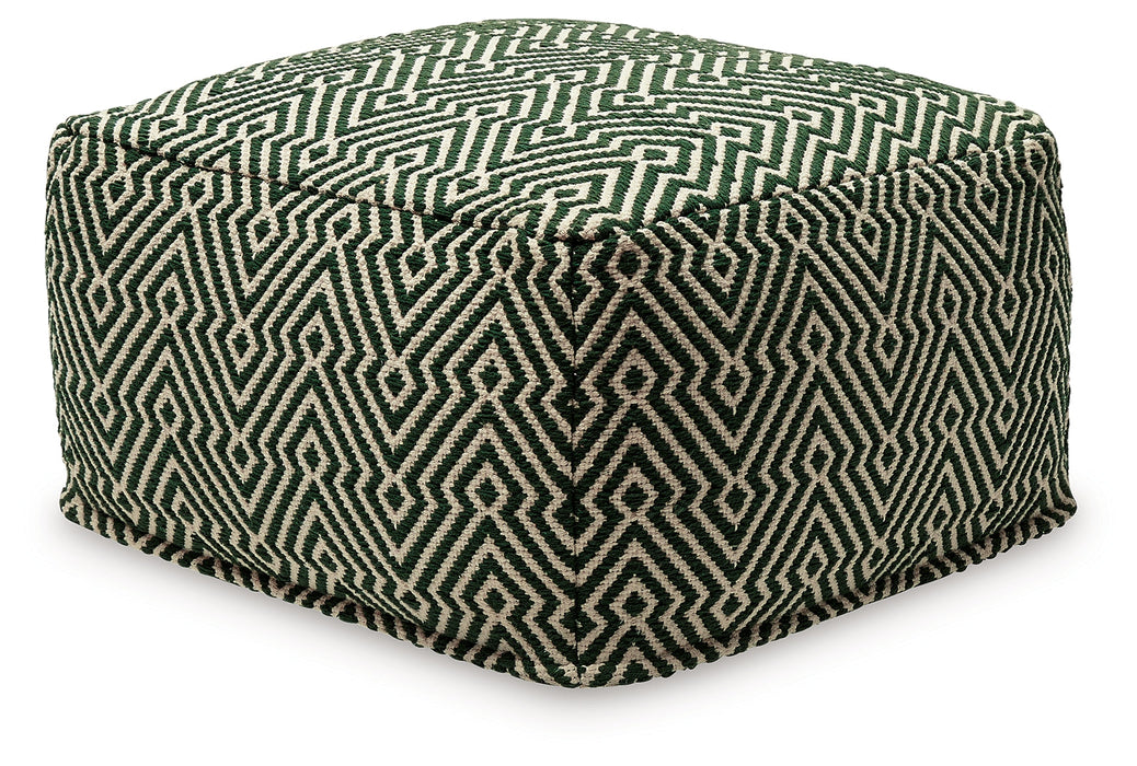 Abacy Green/Ivory Pouf - A1001053 - Vega Furniture