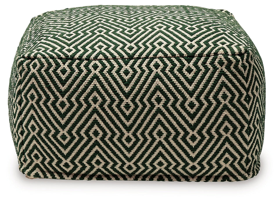 Abacy Green/Ivory Pouf - A1001053 - Vega Furniture