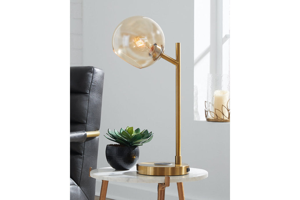 Abanson Amber/Gold Finish Desk Lamp - L206022 - Vega Furniture