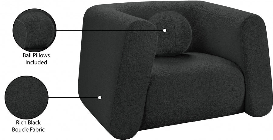 Abbington Boucle Fabric Chair Black - 113Black-C - Vega Furniture