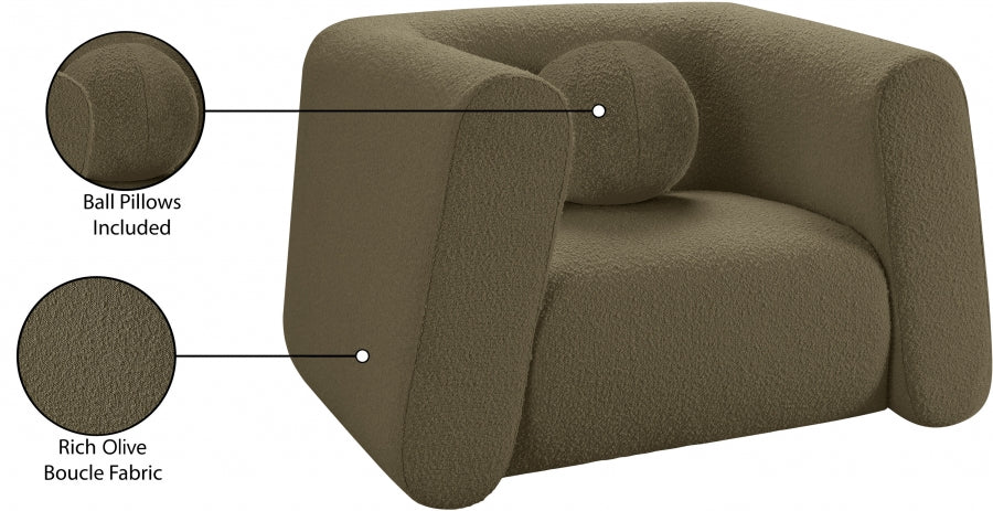 Abbington Boucle Fabric Chair Olive - 113Olive-C - Vega Furniture