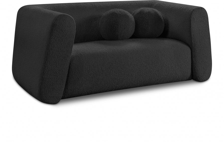 Abbington Boucle Fabric Loveseat Black - 113Black-L - Vega Furniture