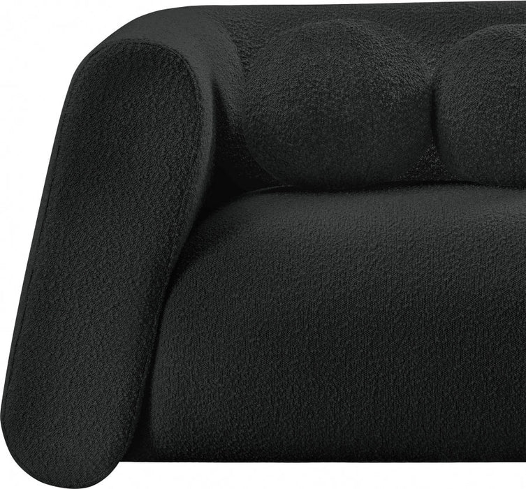 Abbington Boucle Fabric Loveseat Black - 113Black-L - Vega Furniture