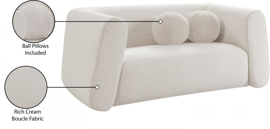 Abbington Boucle Fabric Loveseat Cream - 113Cream-L - Vega Furniture