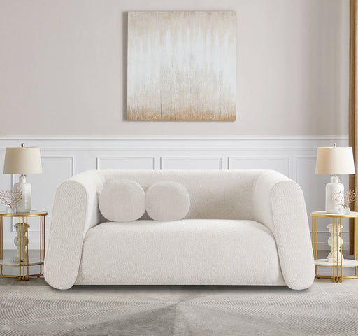 Abbington Boucle Fabric Loveseat Cream - 113Cream-L - Vega Furniture