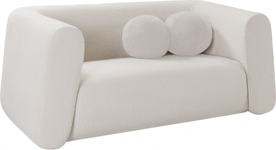 Abbington Boucle Fabric Loveseat Cream - 113Cream-L - Vega Furniture