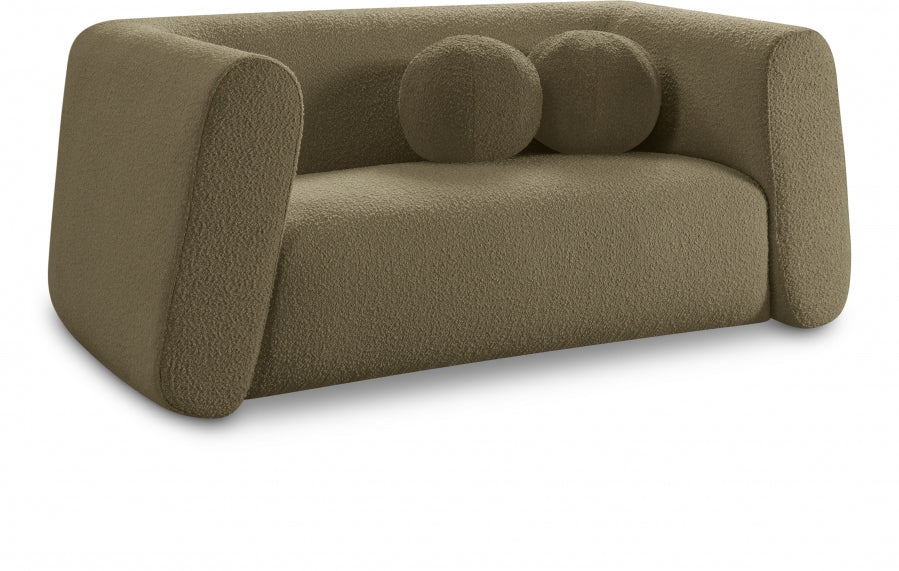 Abbington Boucle Fabric Loveseat Olive - 113Olive-L - Vega Furniture