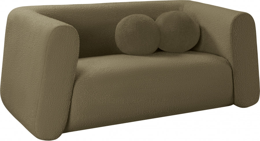 Abbington Boucle Fabric Loveseat Olive - 113Olive-L - Vega Furniture