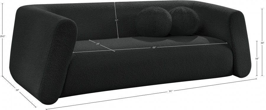 Abbington Boucle Fabric Sofa Black - 113Black-S - Vega Furniture