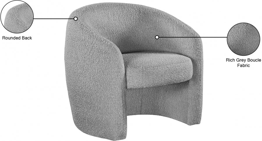 Acadia Grey Boucle Fabric Accent Chair - 543Grey - Vega Furniture