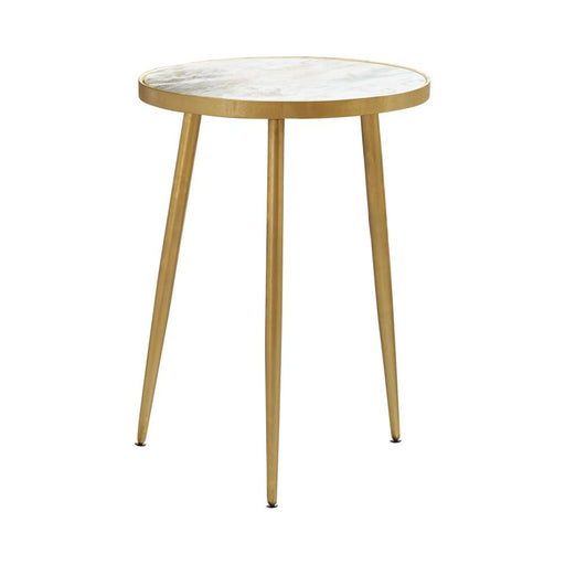 Acheson White/Gold Round Accent Table - 930060 - Vega Furniture