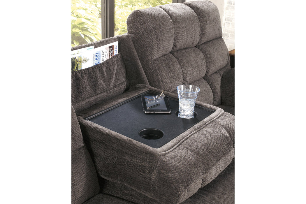 Acieona Slate Reclining Sofa with Drop Down Table - 5830089 - Vega Furniture