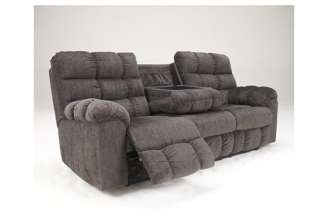 Acieona Slate Reclining Sofa with Drop Down Table - 5830089 - Vega Furniture