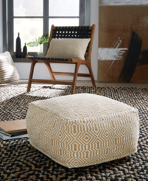 Adamont Tan/Ivory Pouf - A1001059 - Vega Furniture
