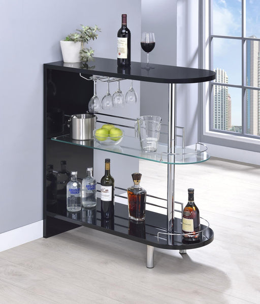 Adolfo Glossy Black/Clear 3-Tier Bar Table - 101063 - Vega Furniture