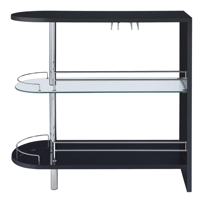 Adolfo Glossy Black/Clear 3-Tier Bar Table - 101063 - Vega Furniture