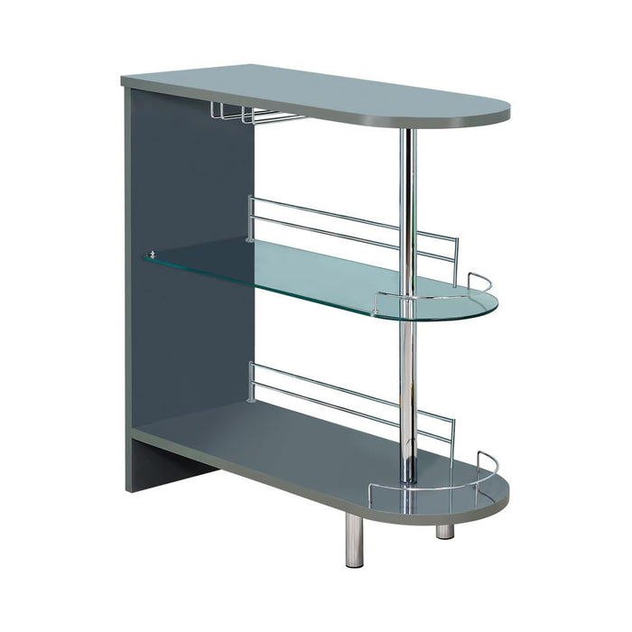 Adolfo Glossy Gray/Clear 3-Tier Bar Table - 101073 - Vega Furniture