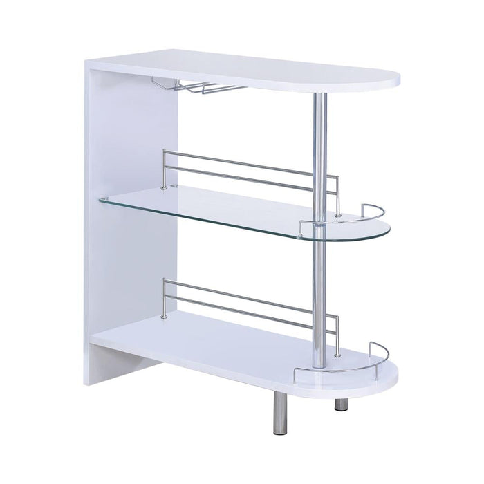 Adolfo Glossy White/Clear 3-Tier Bar Table - 101064 - Vega Furniture
