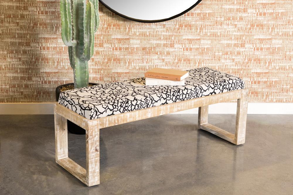 Aiden Black/White Sled Leg Upholstered Accent Bench - 914138 - Vega Furniture