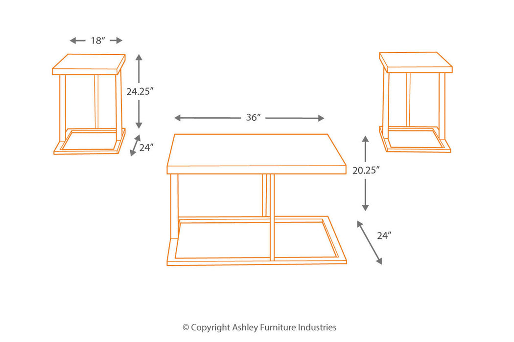 Airdon Bronze Finish Table, Set of 3 - T194-13 - Vega Furniture