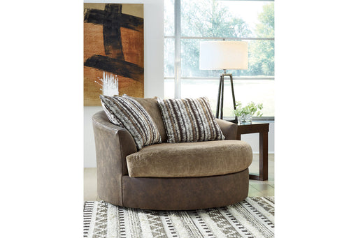 Alesbury Chocolate Oversized Swivel Accent Chair - 1870421 - Vega Furniture