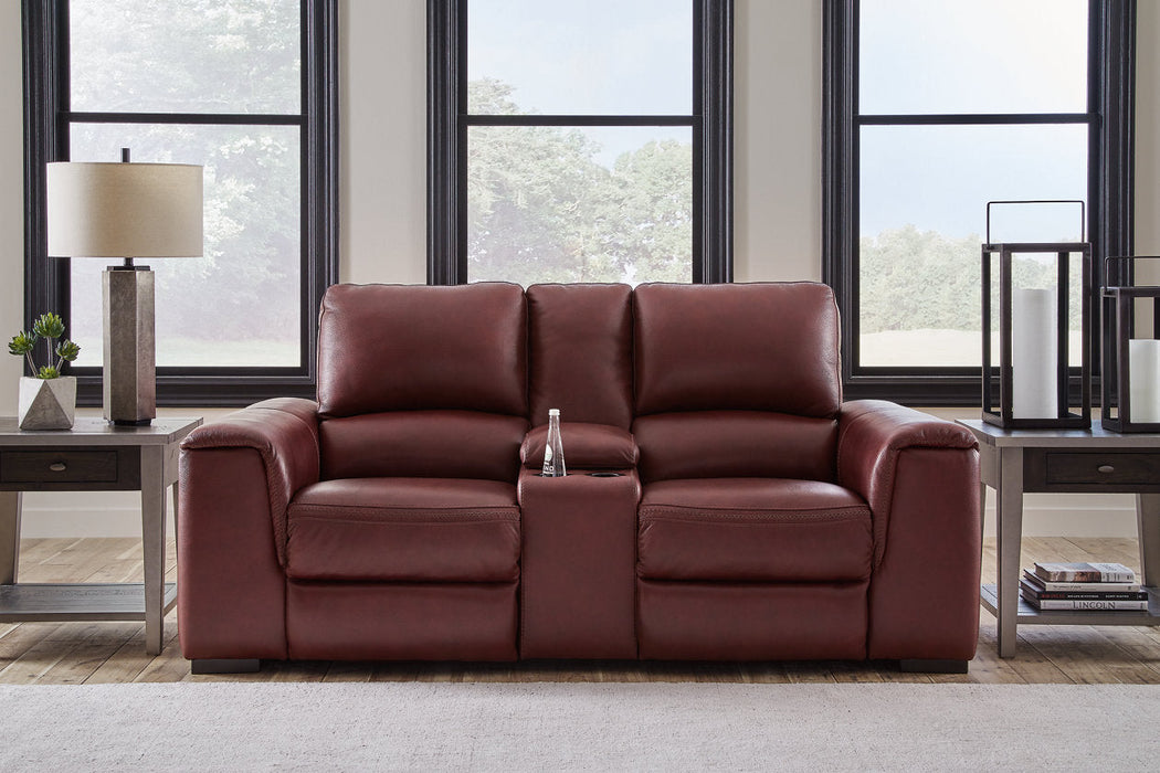 Alessandro Garnet Power Reclining Loveseat with Console - U2550118 - Vega Furniture