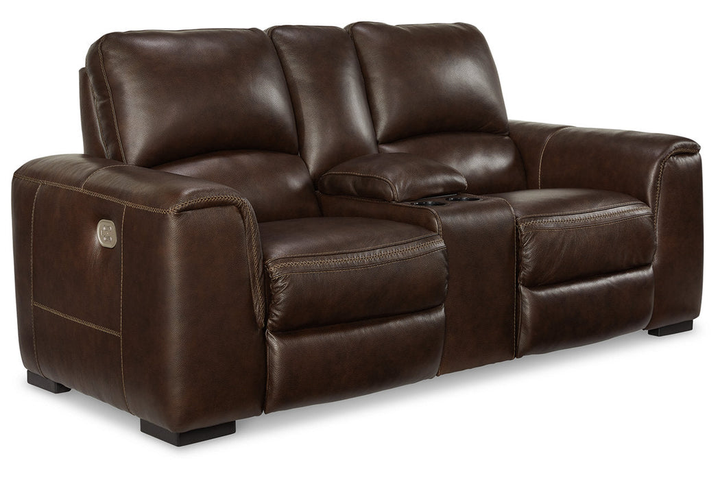 Alessandro Walnut Power Reclining Loveseat with Console - U2550218 - Vega Furniture