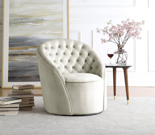 Alessio Cream Velvet Accent Chair - 501Cream - Vega Furniture