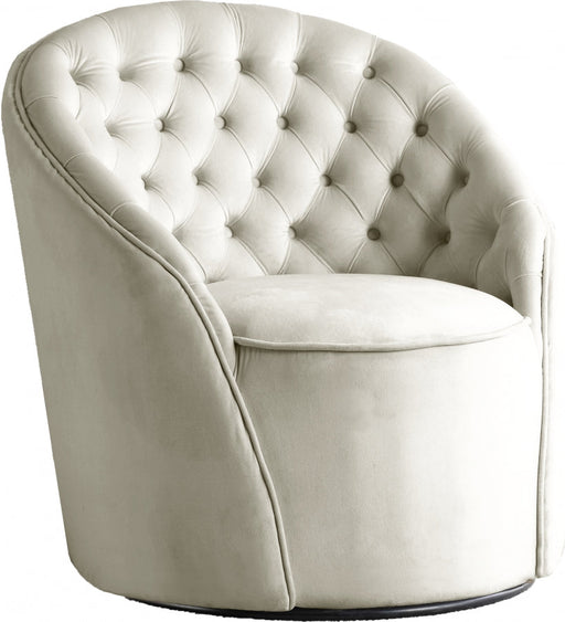 Alessio Cream Velvet Accent Chair - 501Cream - Vega Furniture