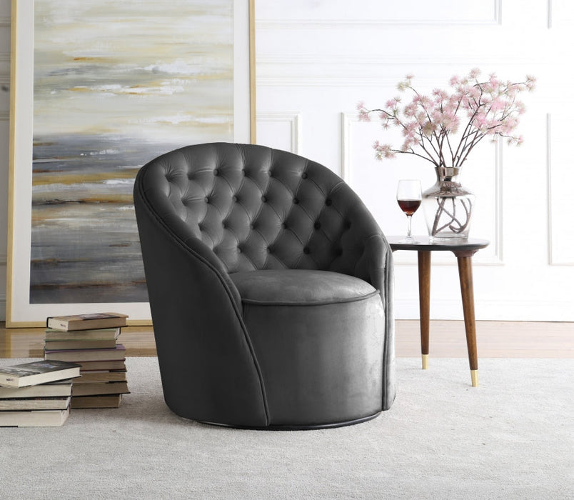 Alessio Grey Velvet Accent Chair - 501Grey - Vega Furniture