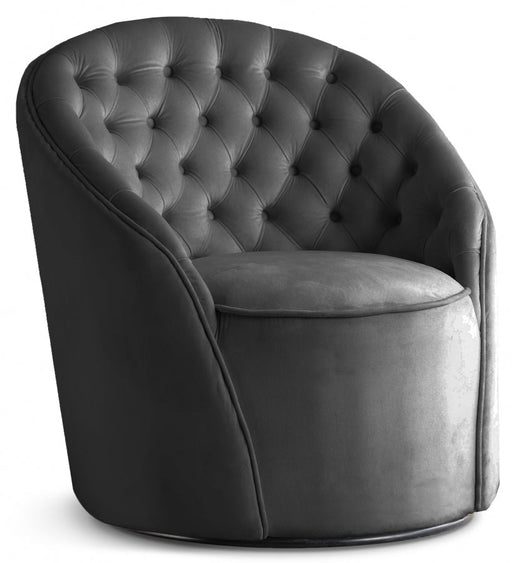 Alessio Grey Velvet Accent Chair - 501Grey - Vega Furniture