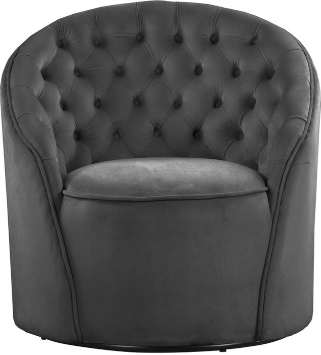 Alessio Grey Velvet Accent Chair - 501Grey - Vega Furniture