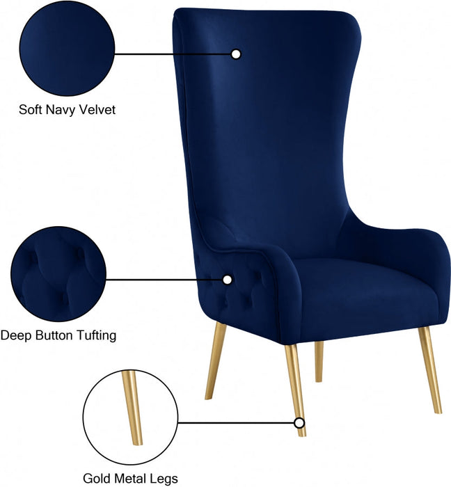 Alexander Blue Velvet Accent Chair - 536Navy - Vega Furniture