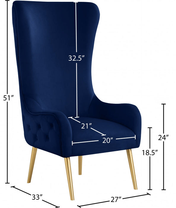 Alexander Blue Velvet Accent Chair - 536Navy - Vega Furniture