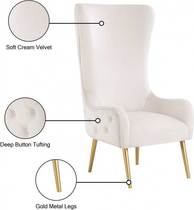 Alexander Cream Velvet Accent Chair - 536Cream - Vega Furniture