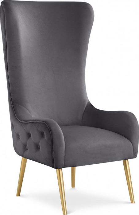 Alexander Grey Velvet Accent Chair - 536Grey - Vega Furniture