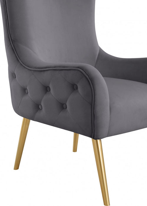 Alexander Grey Velvet Accent Chair - 536Grey - Vega Furniture
