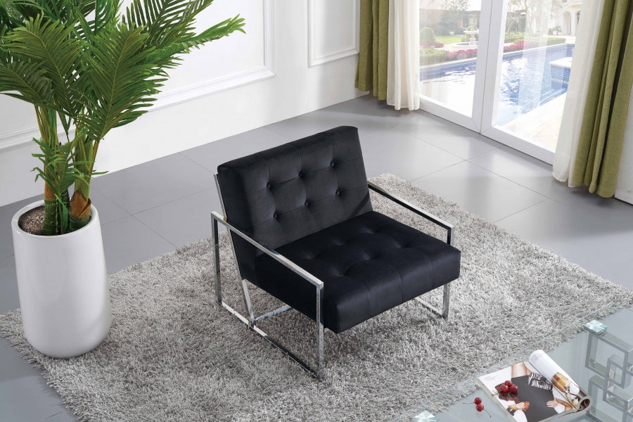 Alexis Black Velvet Accent Chair - 522Black - Vega Furniture