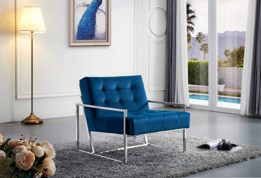 Alexis Blue Velvet Accent Chair - 522Navy - Vega Furniture