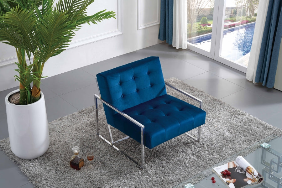 Alexis Blue Velvet Accent Chair - 522Navy - Vega Furniture