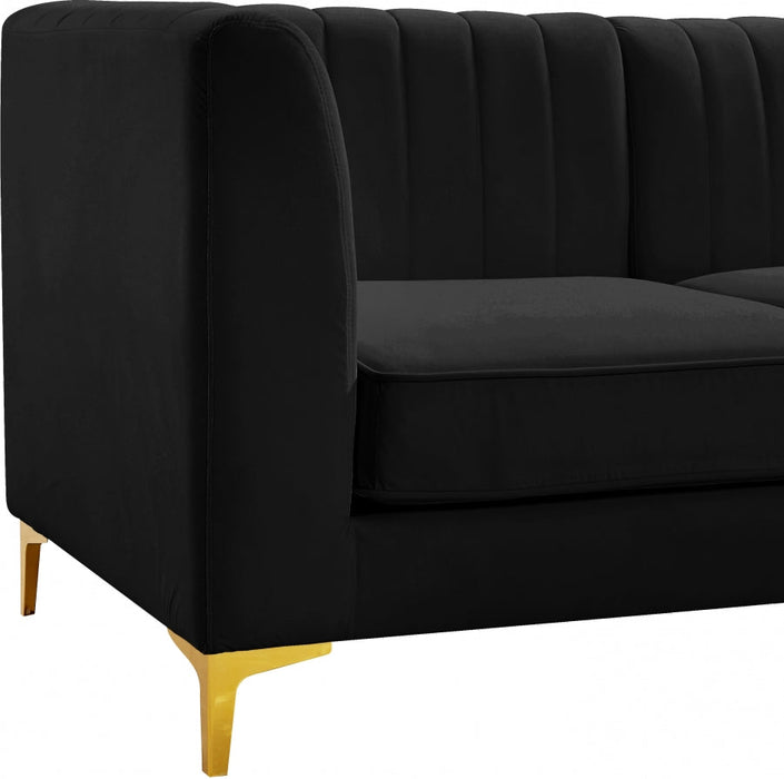 Alina Black Velvet Modular Armless Chair - 604Black-Armless - Vega Furniture